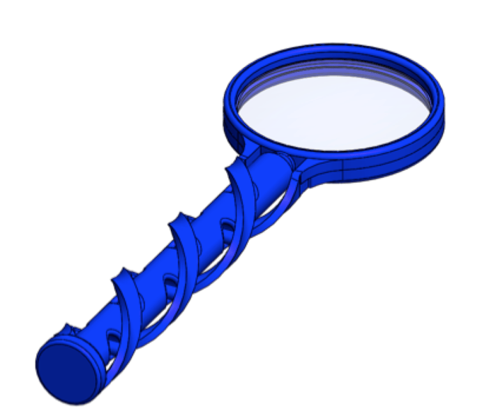 Solidworks CAD Image of Magnifying Glass Handle