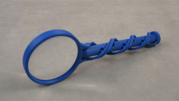 magnifying glass 3d printed from abs and cnc machined from acrylic